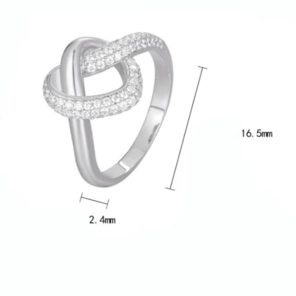 Solid 925 Sterling Silver Heart knot Ring - Picture 5 of 7